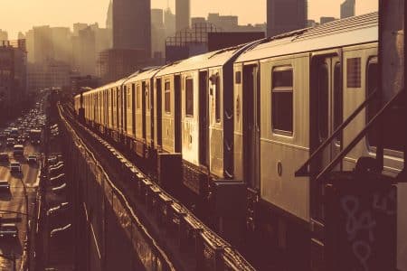 MTA Subway Car On Tracks
